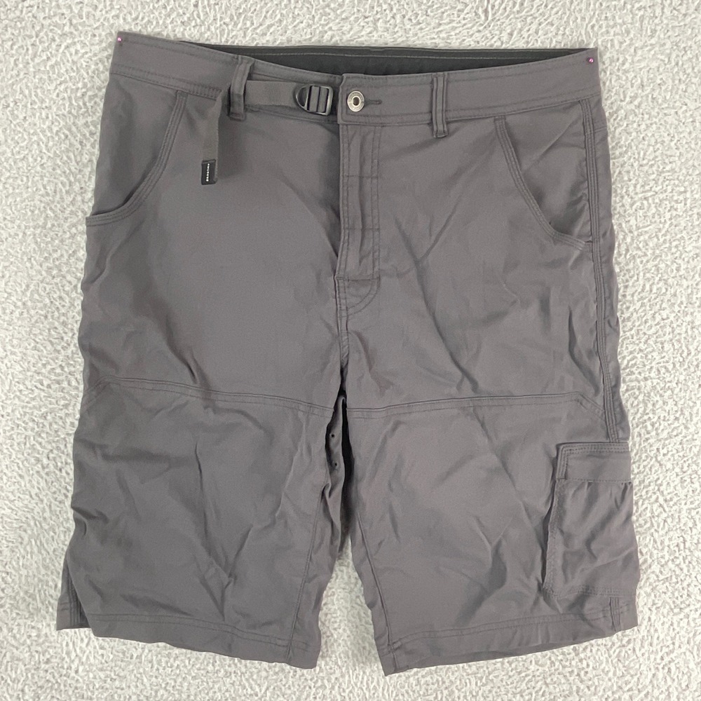 Prana Breathe Hiking Shorts Women Large Gray Excellent Cargo Stretch Outdoor